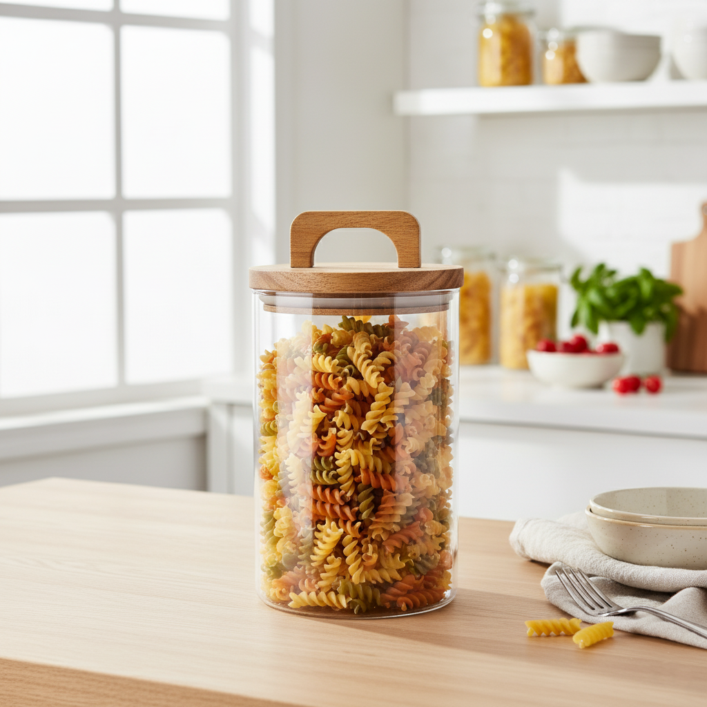 צנצנת זכוכית מכסה עץ WOODIE