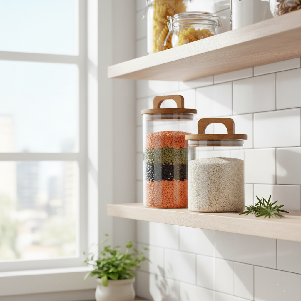 צנצנת זכוכית מכסה עץ WOODIE