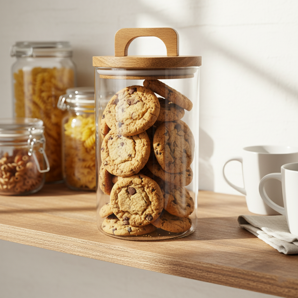 צנצנת זכוכית מכסה עץ WOODIE