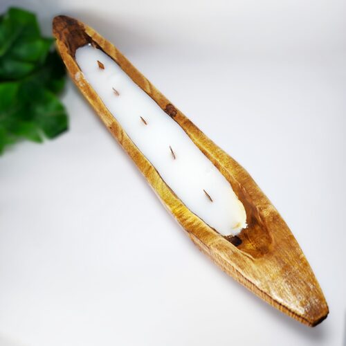 נר בגזע עץ דגם Canoe