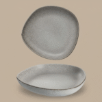 צלחת קרמיקה א-סימטרית גוון בטון 20 ס"מ