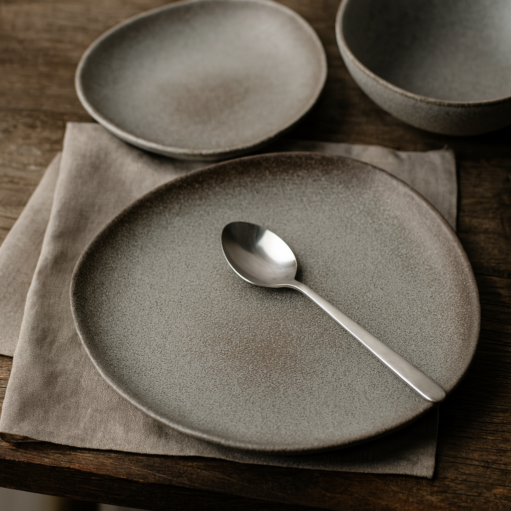 צלחת קרמיקה א-סימטרית גוון בטון 20 ס"מ צלחת קרמיקה א-סימטרית גוון בטון 20 ס"מ