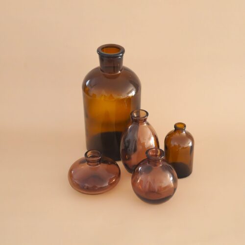 סט ואזות זכוכית חומה AMBER TRIO