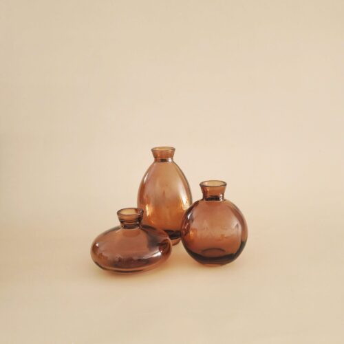 סט ואזות זכוכית חומה AMBER TRIO