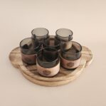 סט כוסות עם חבק + מגש עץ ACACIA ROUND
