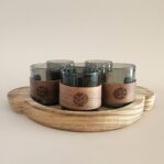 סט כוסות עם חבק + מגש עץ ACACIA ROUND